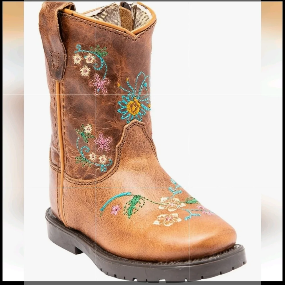 Shyanne Brown Girls Floral Embroidered Western Boots